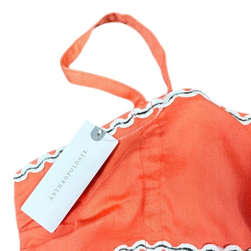 NWT Anthropologie Celandine Coral Lace Trim Ruched 100% Cotton Crop Top‎ M/L - Picture 5 of 7